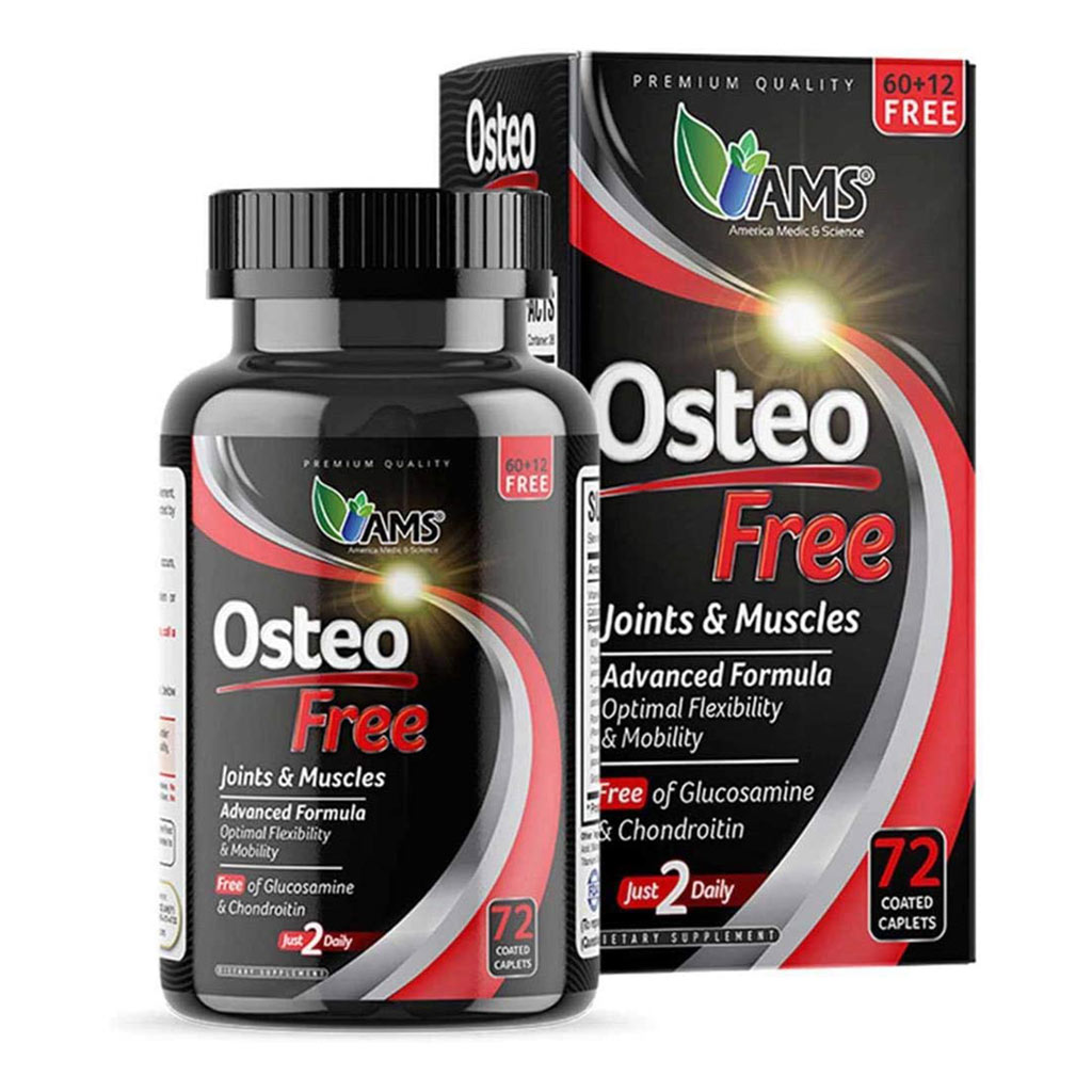 AMS Osteo Free Caplets For Joints & Muscles, Supplement For Flexibility And Mobility, Pack of 72's