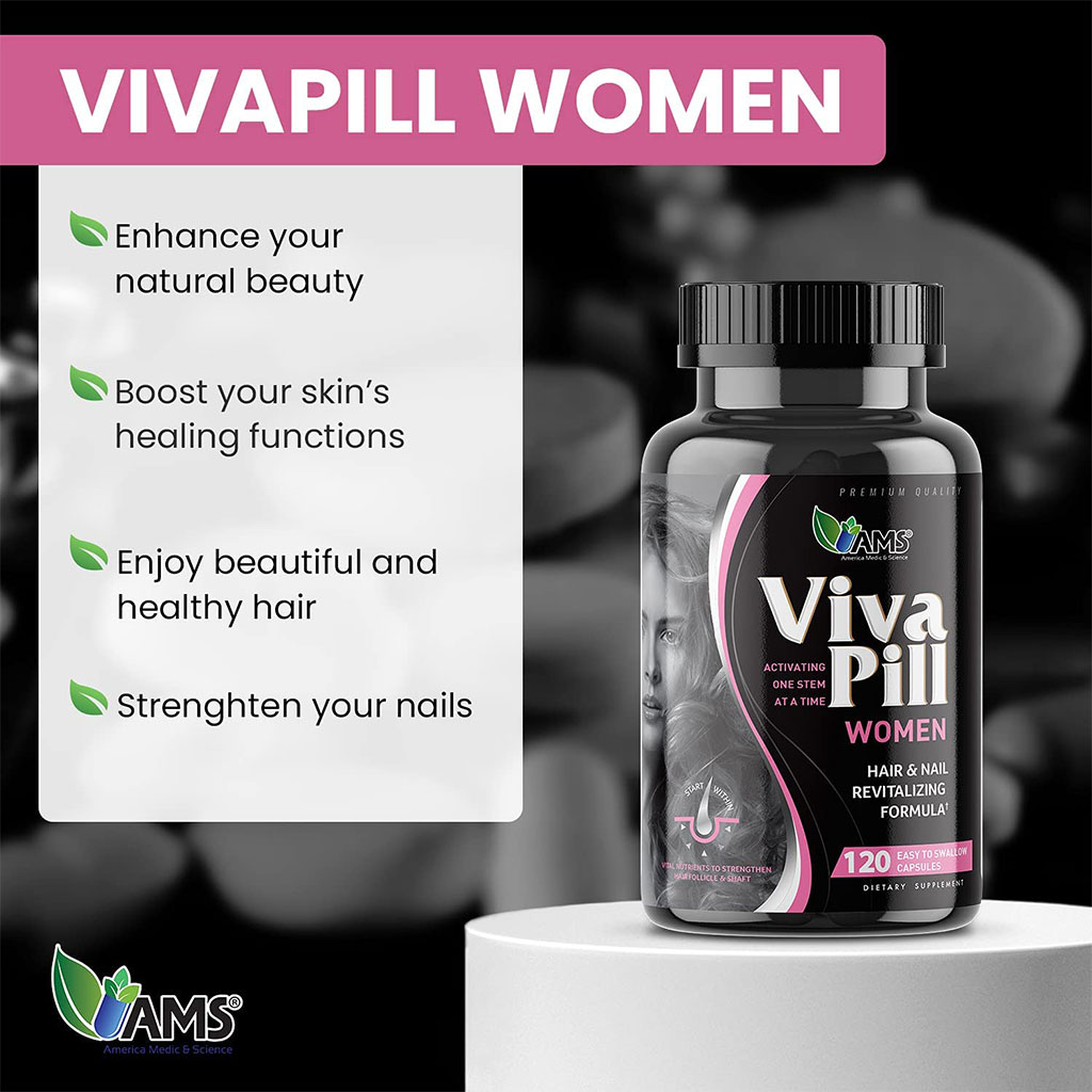 AMS VivaPill Capsules, Hair And Nail Vitamin Supplement For Women, Pack of 120's