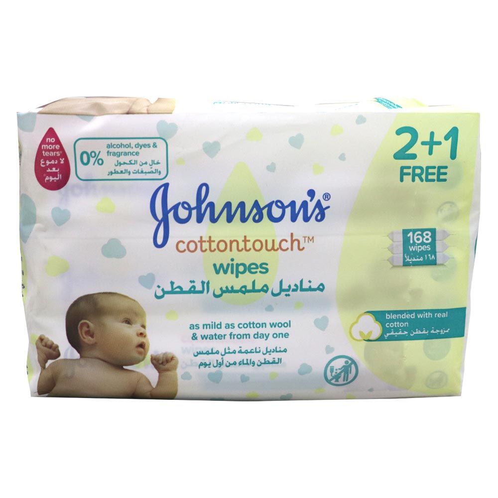 Johnson's Cottontouch Wipes 168's