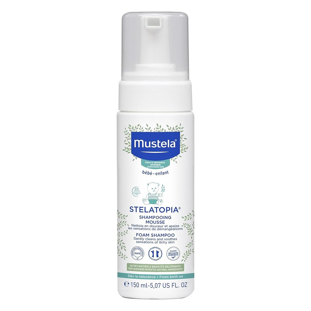 Mustela Stelatopia Foam Baby Shampoo For Atopic Prone Skin, Fragrance-Free 150ml