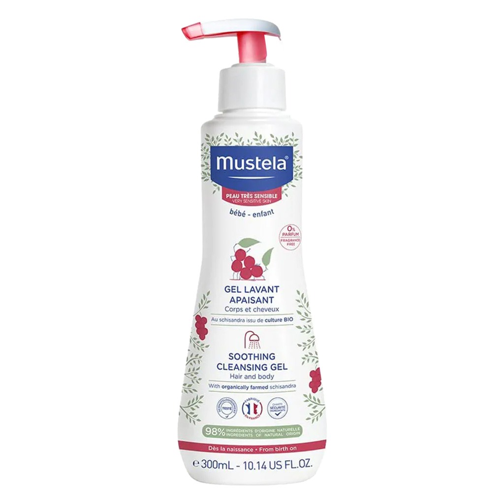 Mustela Baby Soothing Cleansing Gel For Hair and Body, Fragrance Free 300ml