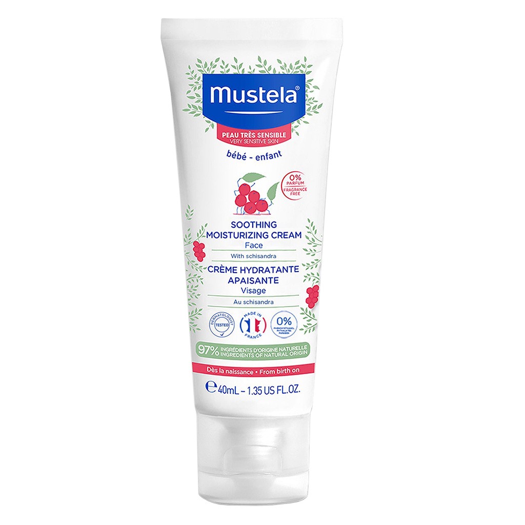 Mustela Baby Soothing Moisturising Face Cream For Sensitive Skin, Fragrance-Free 40ml