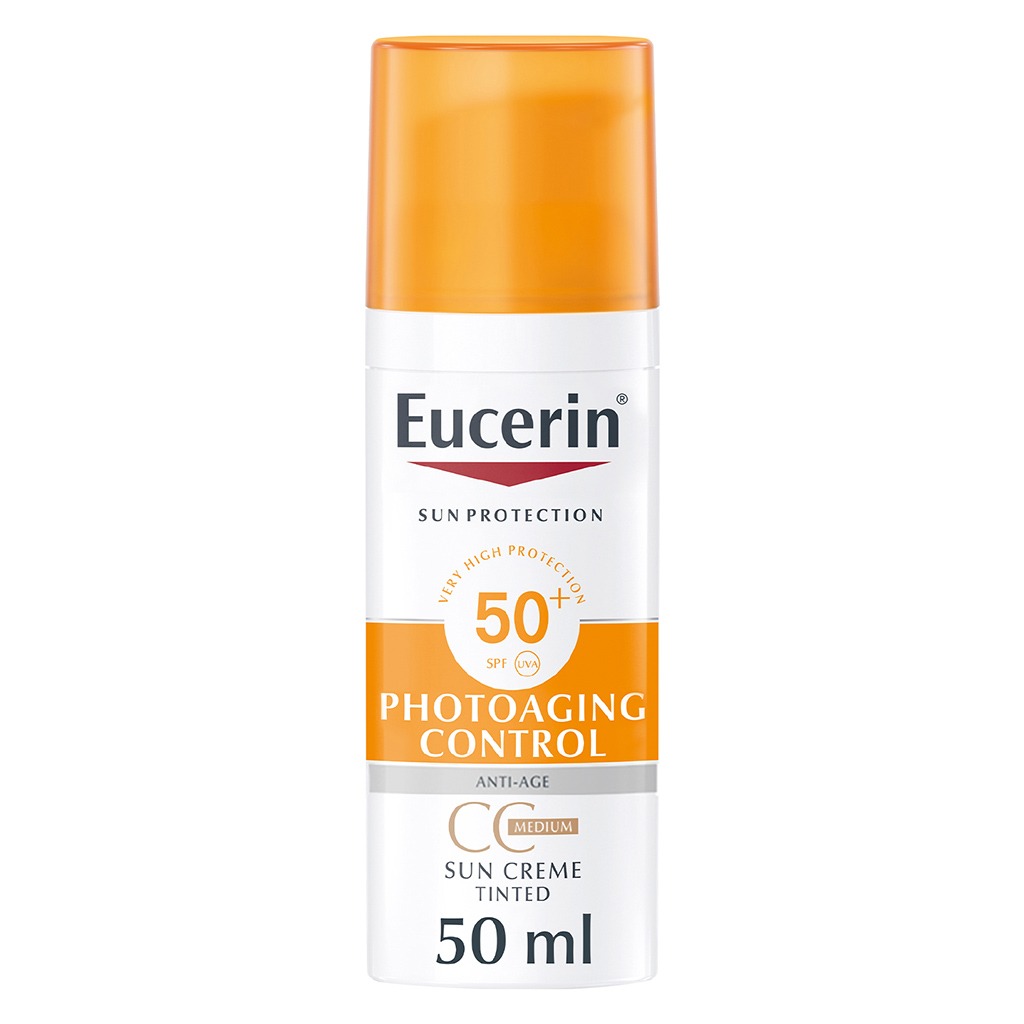 Eucerin Sun SPF 50+ Sun Creme Tinted CC Medium Anti-Aging Sunscreen 50ml