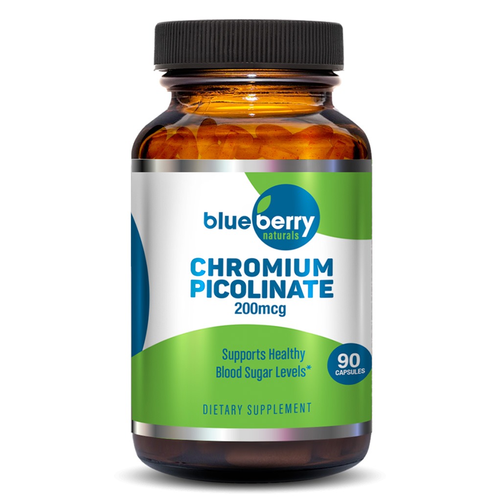 Blueberry Naturals Chromium Picolinate 200mcg Capsules For Healthy Blood Sugar, Pack of 90's