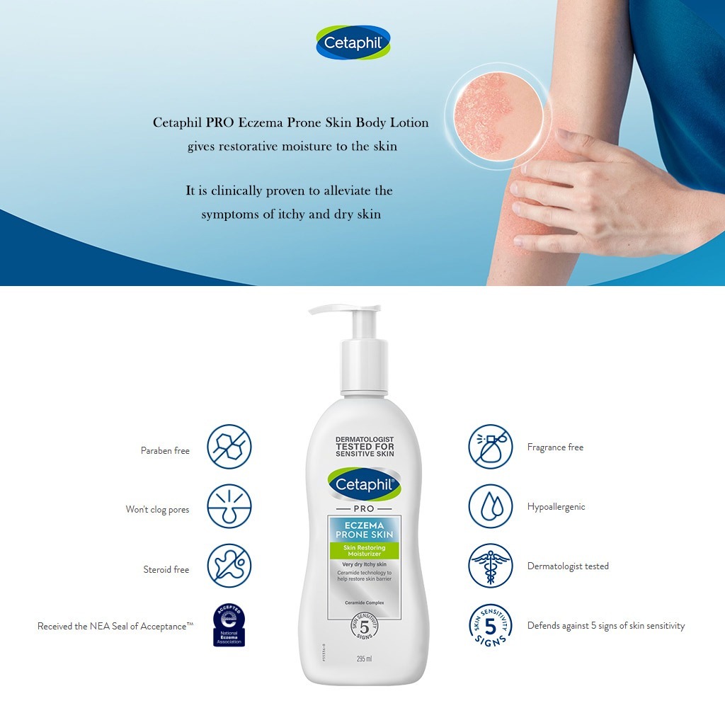 Cetaphil PRO Eczema Prone Skin Restoring Body Moisturizer For very dry, itchy Skin 295 mL