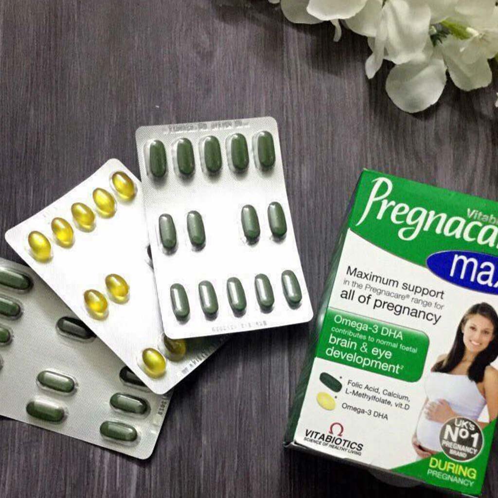 Vitabiotics Pregnacare Max Prenatal Supplement With Folic Acid & Omega 3 For Pregnancy Support, Dual Pack of Prenatal Micronutrient Tablets 56's + Omega-3 DHA Capsules 28's