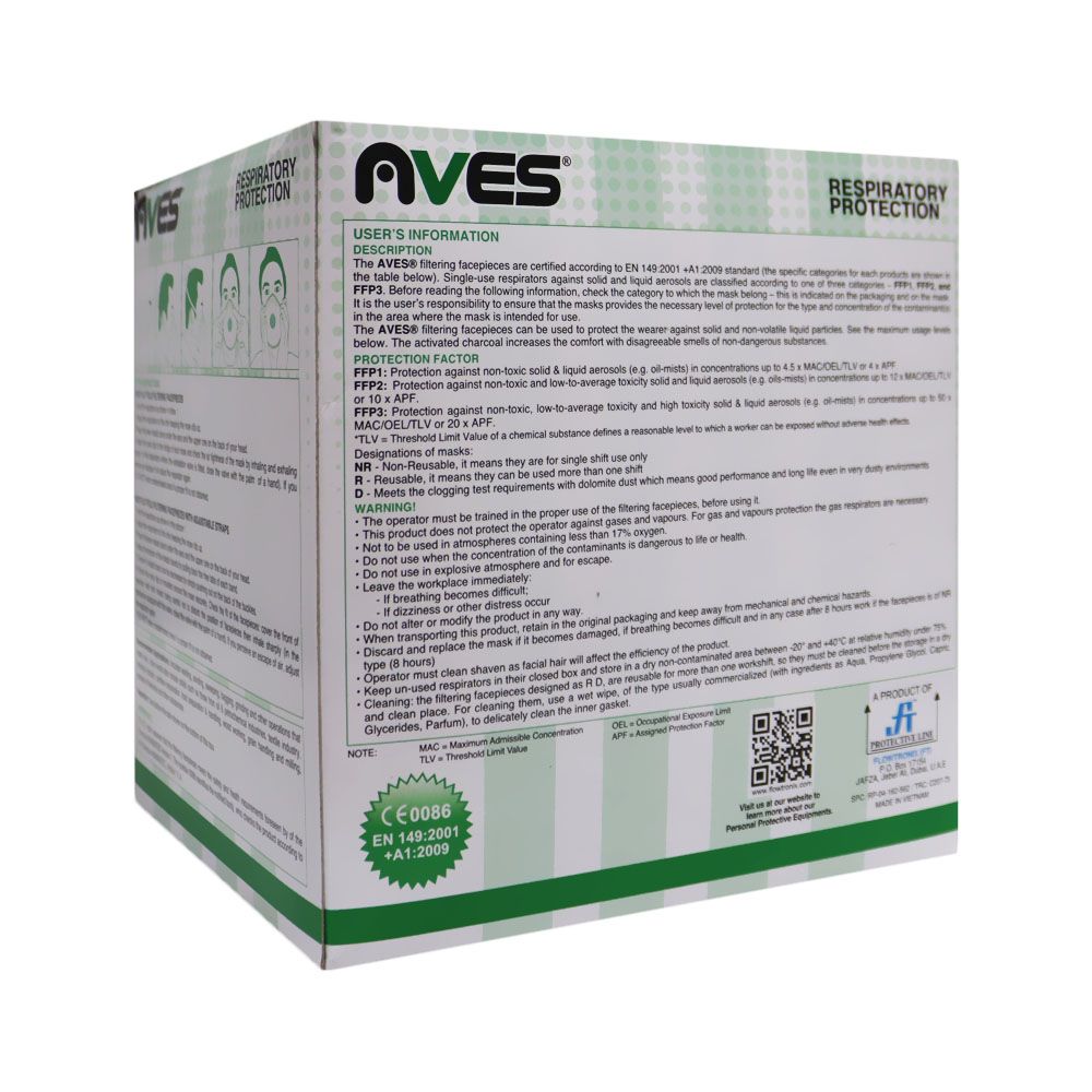 Aves FFP2 Flat Fold High Filtration Facepieces 10's AV187