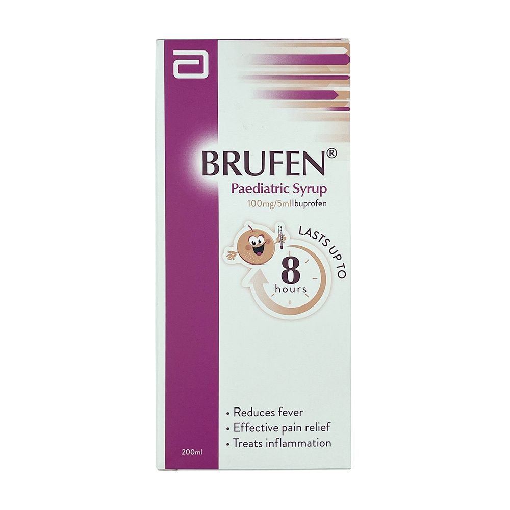 Brufen Paediatric Syrup 100mg per 5ml For Fever & Pain Relief 200ml