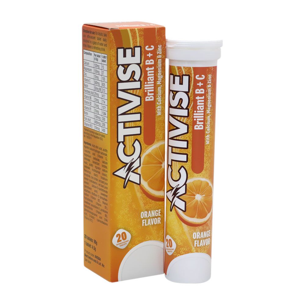 Activise Brilliant B + Vitamin C Effervescent Tablets For Immune & Energy Boost, Pack of 20's