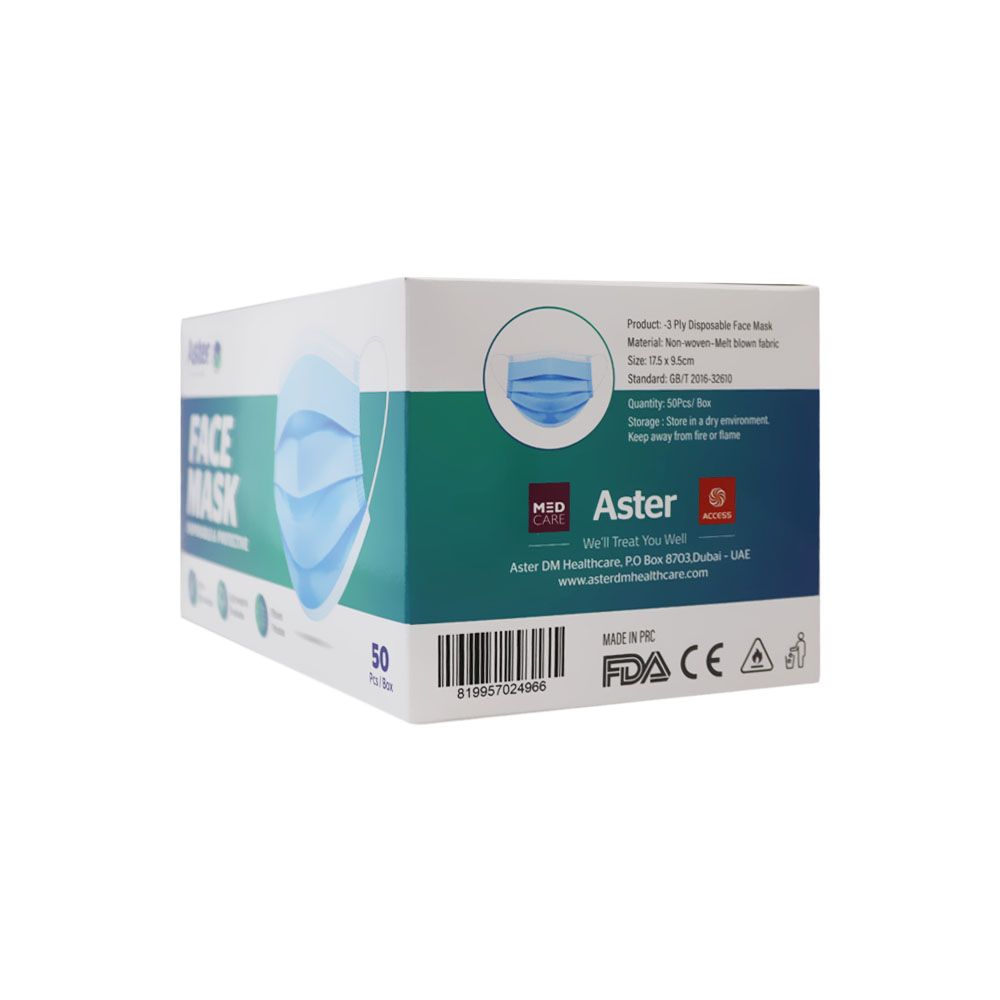 Aster Disposable 3-ply Face Mask 50's