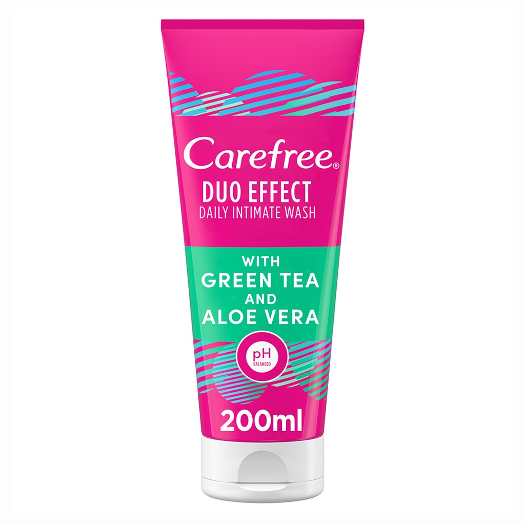 Carefree Duo Effect Daily Intimate Cleansing Wash With Green Tea & Aloe Vera 200ml
