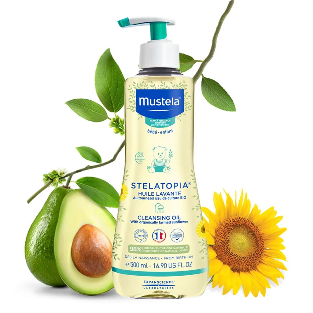 Mustela Baby Stelatopia Cleansing Oil For Atopic Prone Skin, Fragrance-Free 500ml