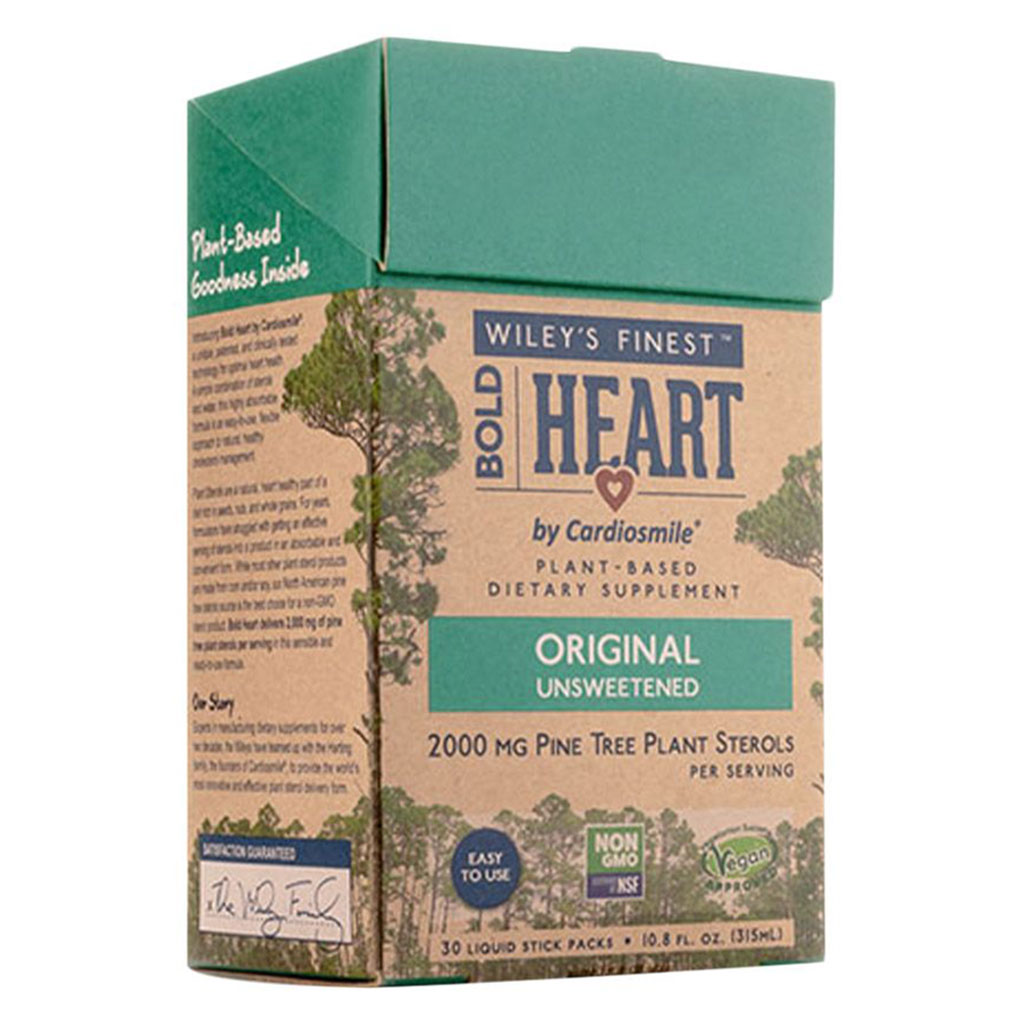Wiley's Finest Bold Heart Plant Based Unsweetened Dietary Liquid With 2000mg Plant Sterols For Heart Health, Pack of 30 Liquid Sticks