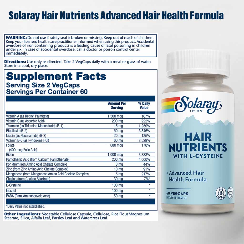 Solaray Hair Nutrients Advanced Hair Health Formula VegCaps 60's