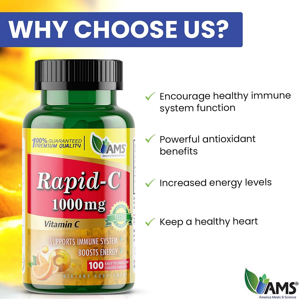 AMS Rapid-C 1000 mg Vitamin C Tablets 100's