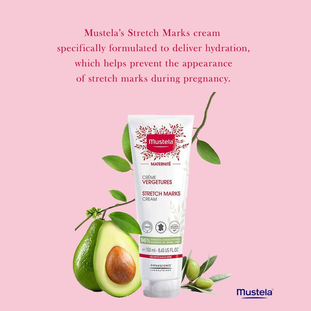 Mustela 3 In 1 Maternity Stretch Marks Cream For Pregnancy, Fragrance Free 150ml