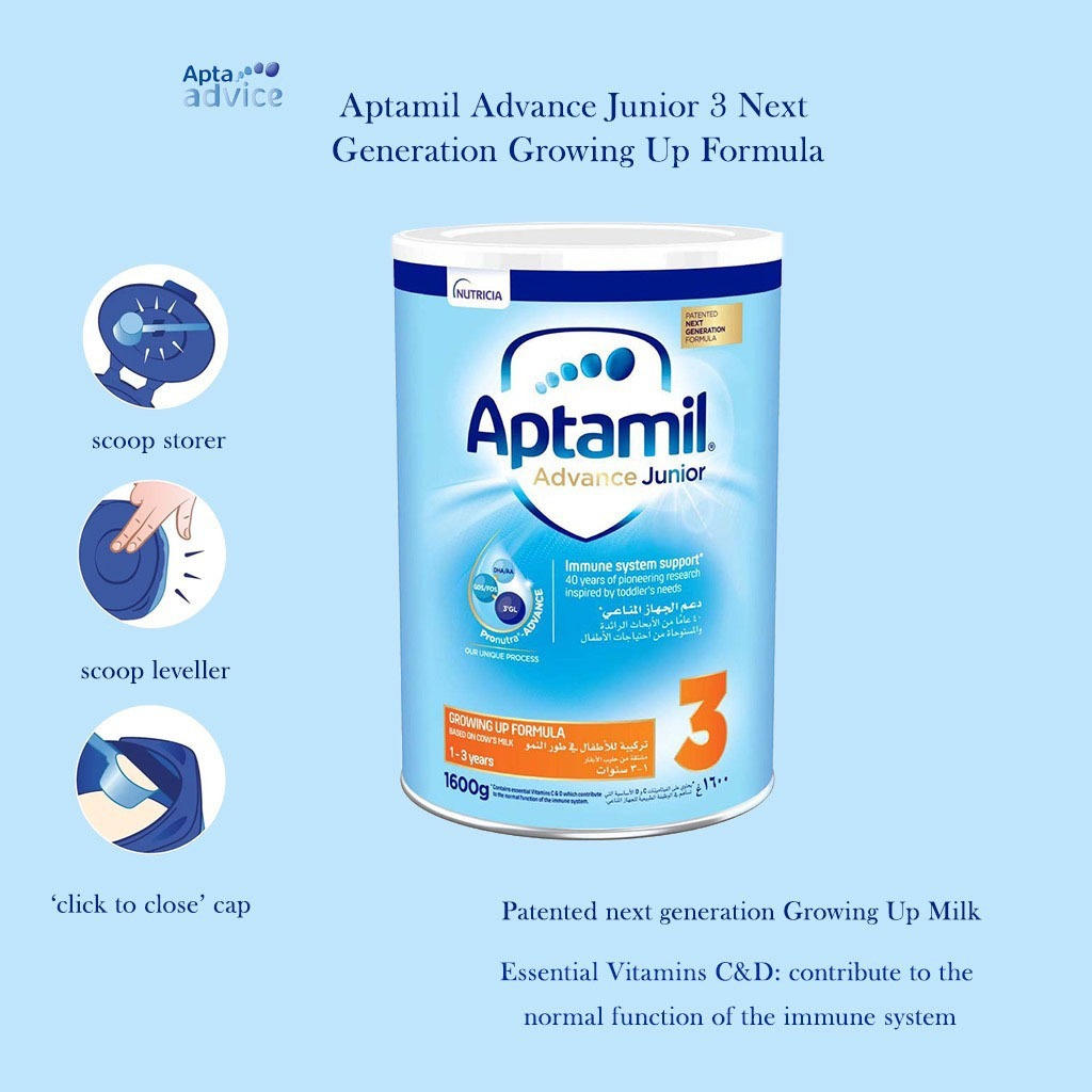 Aptamil Advance Junior 3 Next Generation Growing Up Milk Formula For 1-3 Year Toddler 1600g