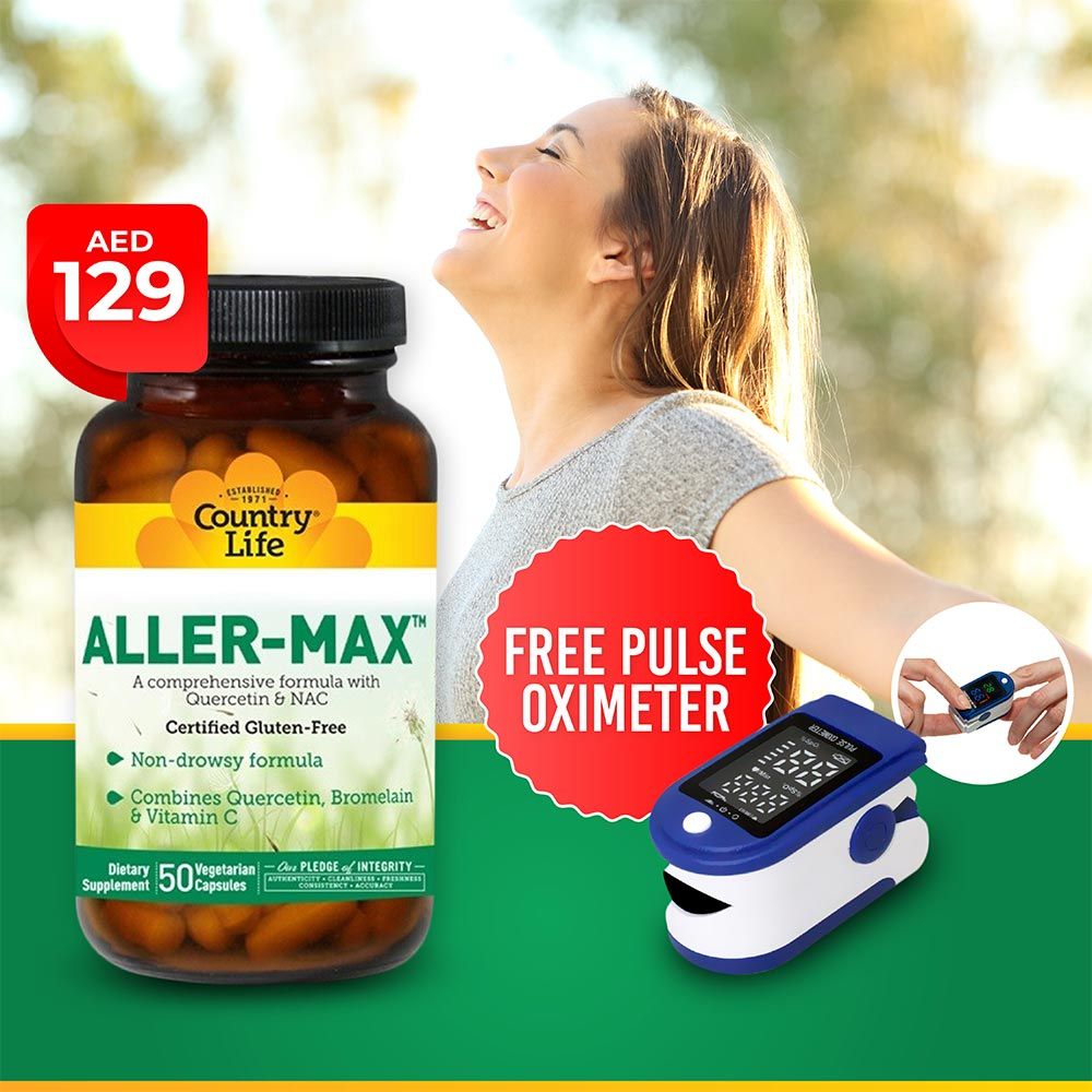 Country Life Allermax V-Capsules 50's + AF Pulse Oximeter
