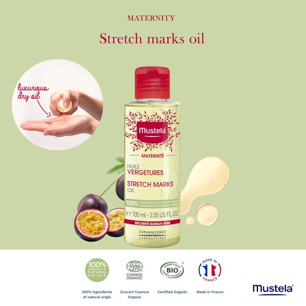 Mustela Maternite Stretch Marks Oil For Maternity Stretch Marks Prevention, Fragrance-Free 105ml