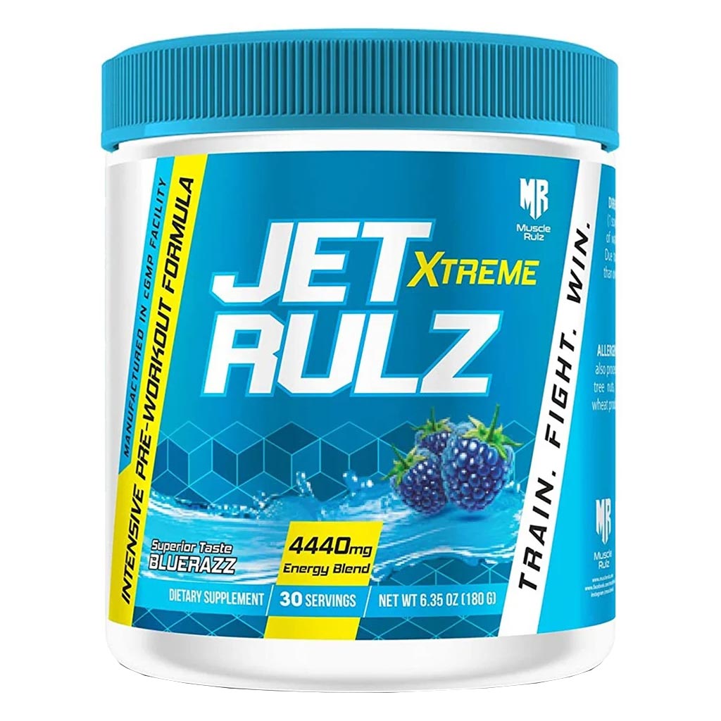 Muscle Rulz Jet Rulz Xtreme Pre-Workout Powder Blue Razz 30 Servings