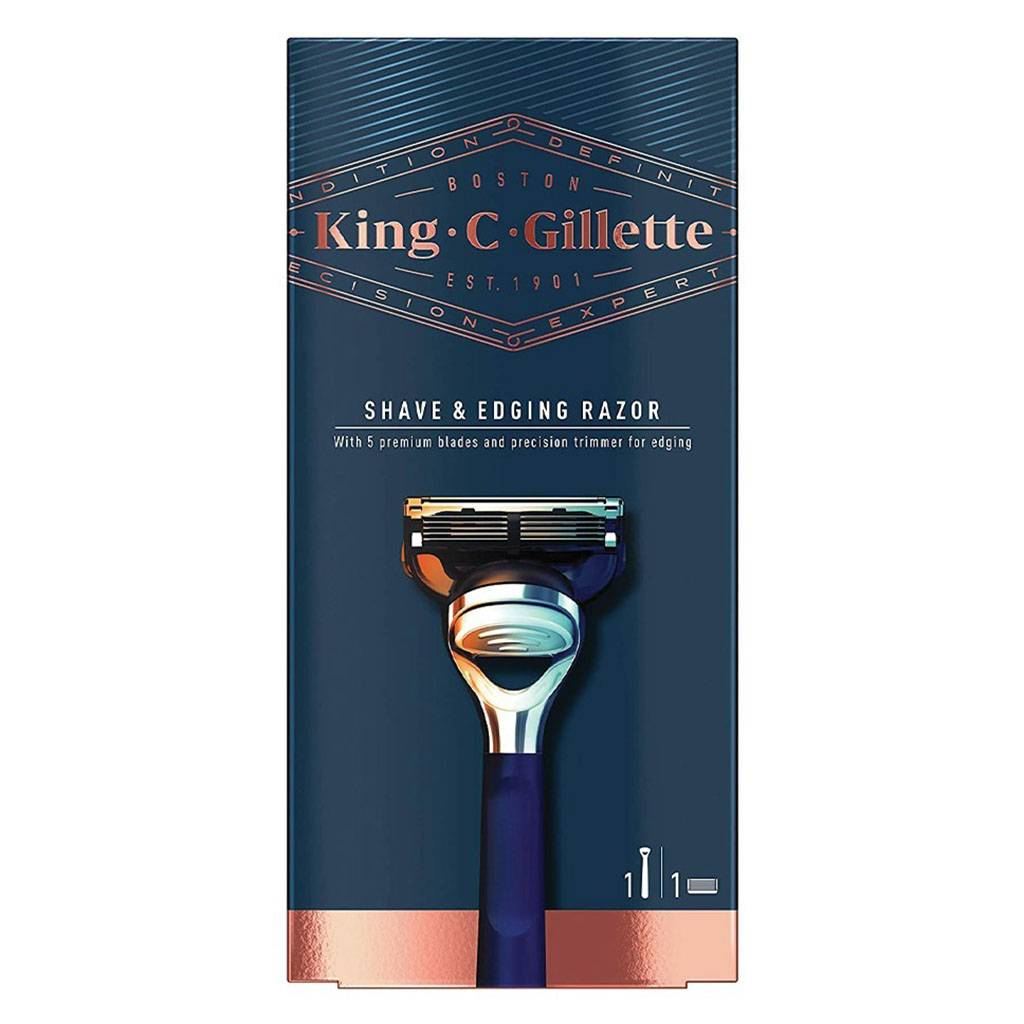 King C. Gillette Men’s Shave & Edging Razor With 5 Built In Premium Blades & Precision Trimmer, Pack of 1's