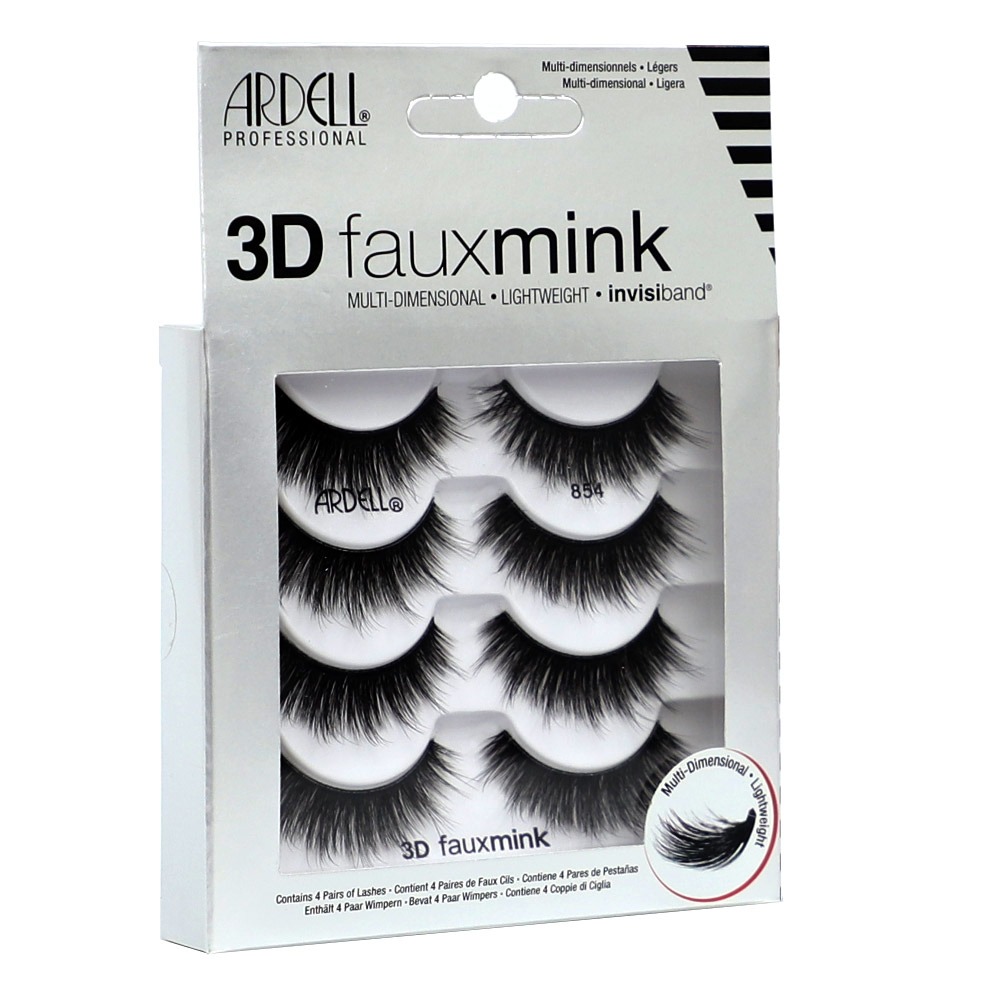Ardell 3D Fauxmink 854 False Eyelash Pair 4's Black 71880