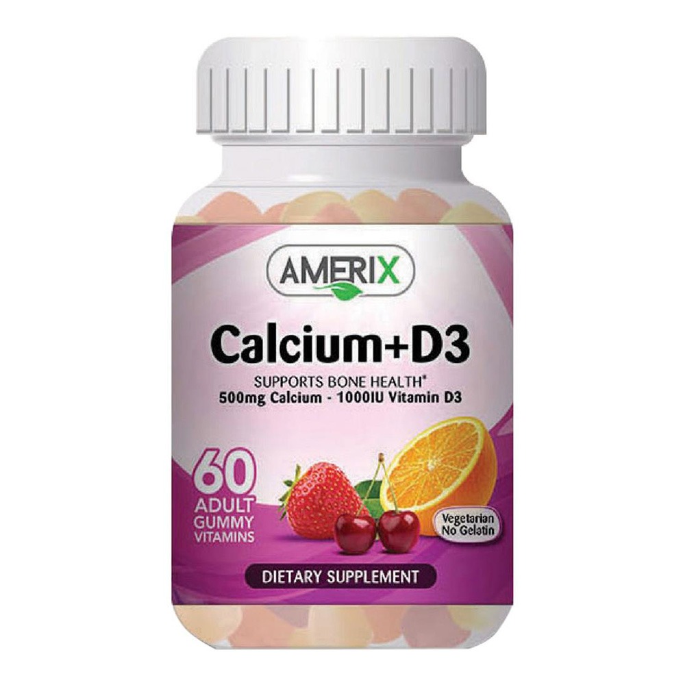 Amerix Calcium 500 mg + Vit D3 1000IU Adult Chewable Gummies 60's