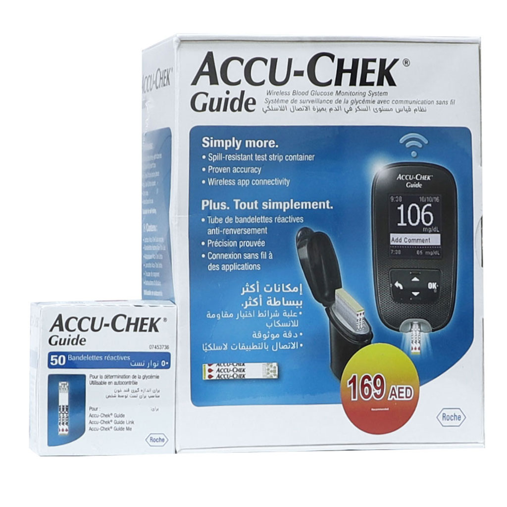 Accu-Chek® Guide Blood Sugar Monitor + Accu-Chek Guide Blood Sugar Test Strips 50's PROMO PACK