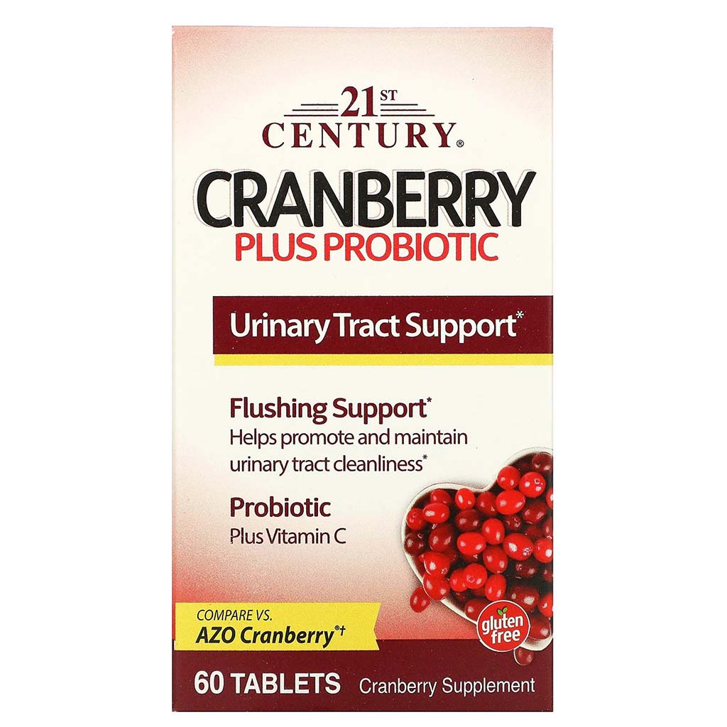 21st Century Cranberry Plus Probiotic Tablets For Urinary Tract  Support, Pack of 60's