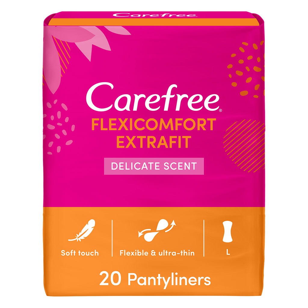 Carefree FlexiComfort Extrafit Ultra-Thin Delicate Scented Panty Liners, Pack of 20's