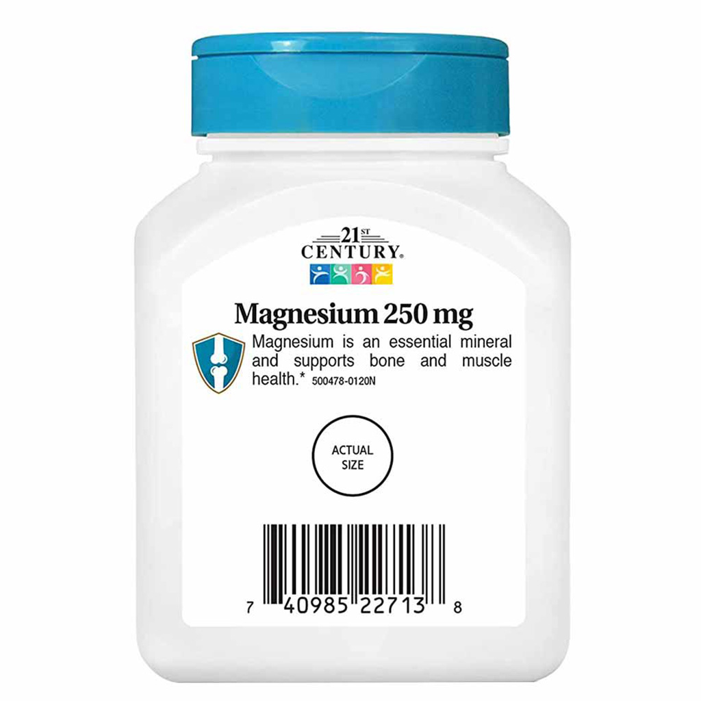 21st Century Magnesium 250mg Gluten-Free Tablets For Bone & Muscle Support, Pack of 110's