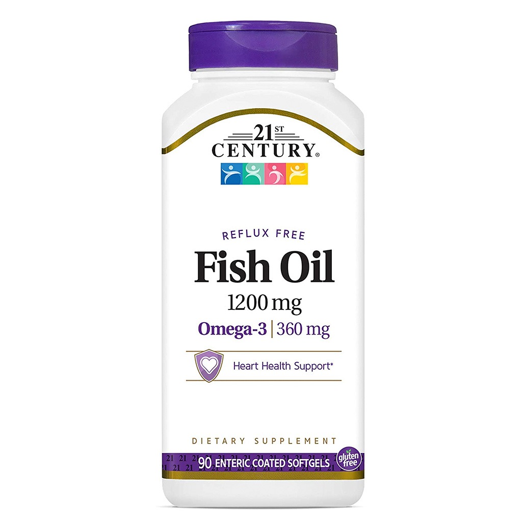 21st Century Omega-3 Reflux Free 1200 mg Enteric Coated Fish Oil Softgels 90's