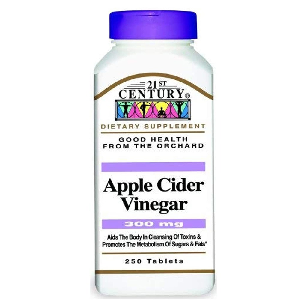 21st Century Apple Cider Vinegar 300mg Tablets For Detoxification & Metabolism Support, Pack of 250's