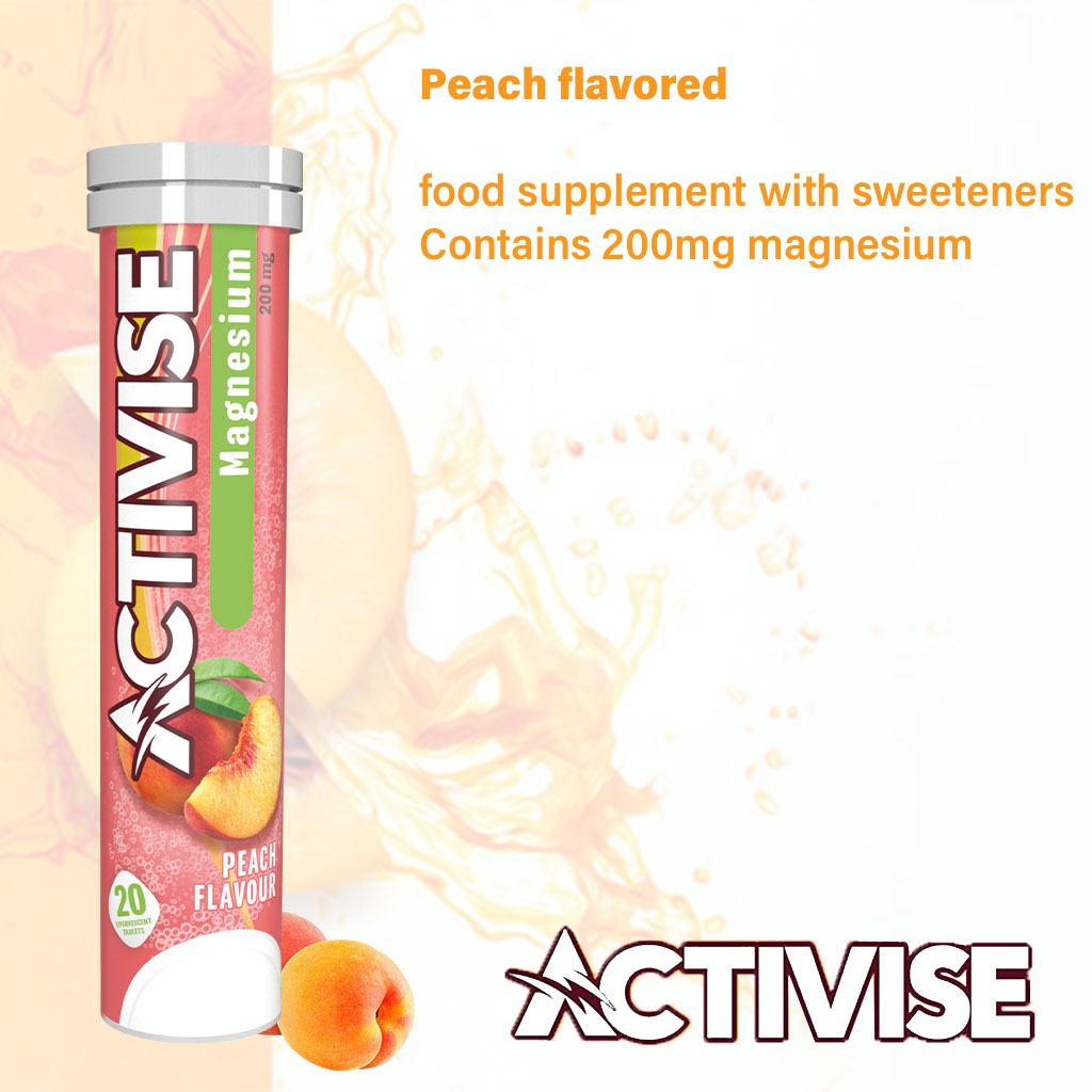 Activise Magnesium 200mg Effervescent Tablets, Peach Flavor, Pack of 20's