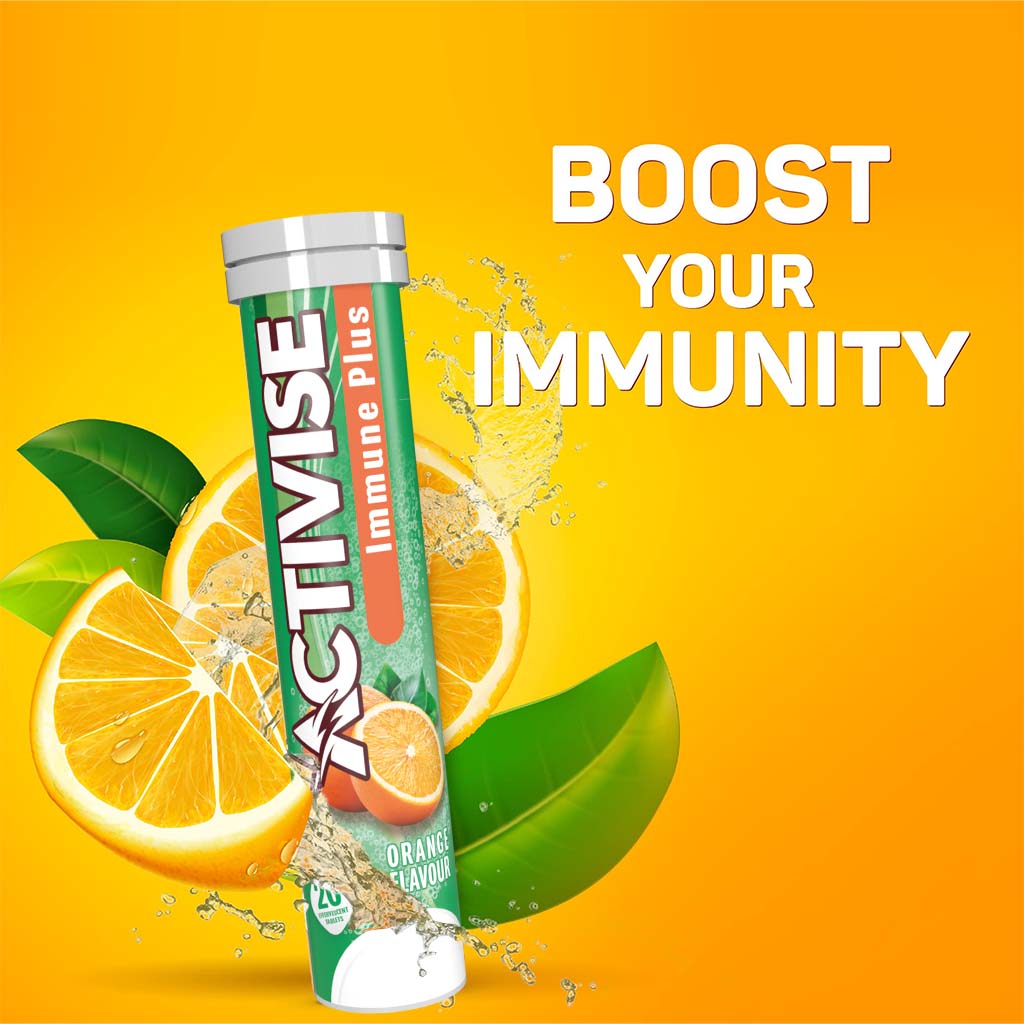 Activise Immune Plus Effervescent Tablets, Orange Flavour, Pack of 20's