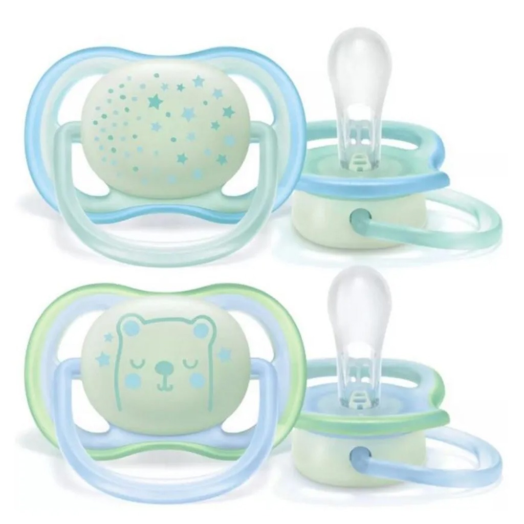 Philips Avent Ultra Air Silicone Soother Night Time For 6-18 Months Baby Boy, Pack of 2's