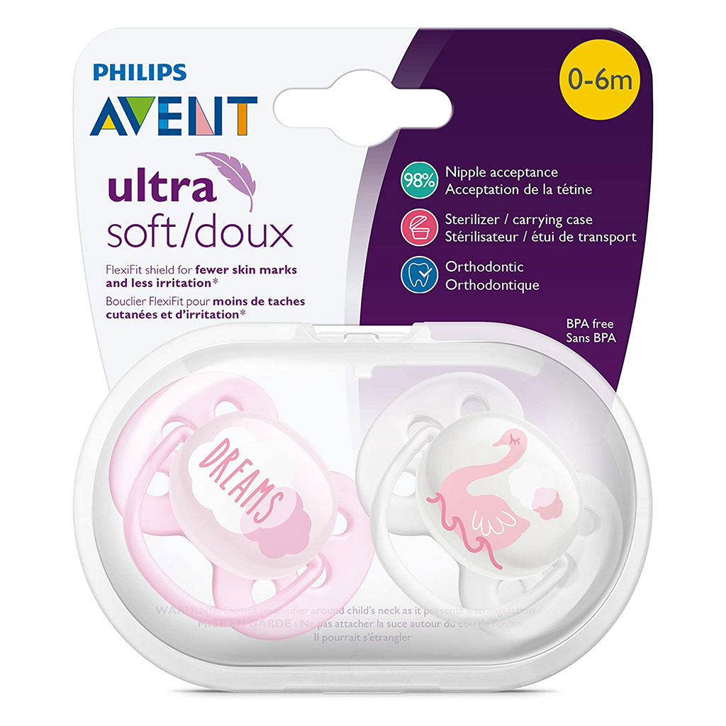 Philips Avent Ultra Soft Soother Mix Deco For 0-6 Months Baby Girl, Pack of 2's