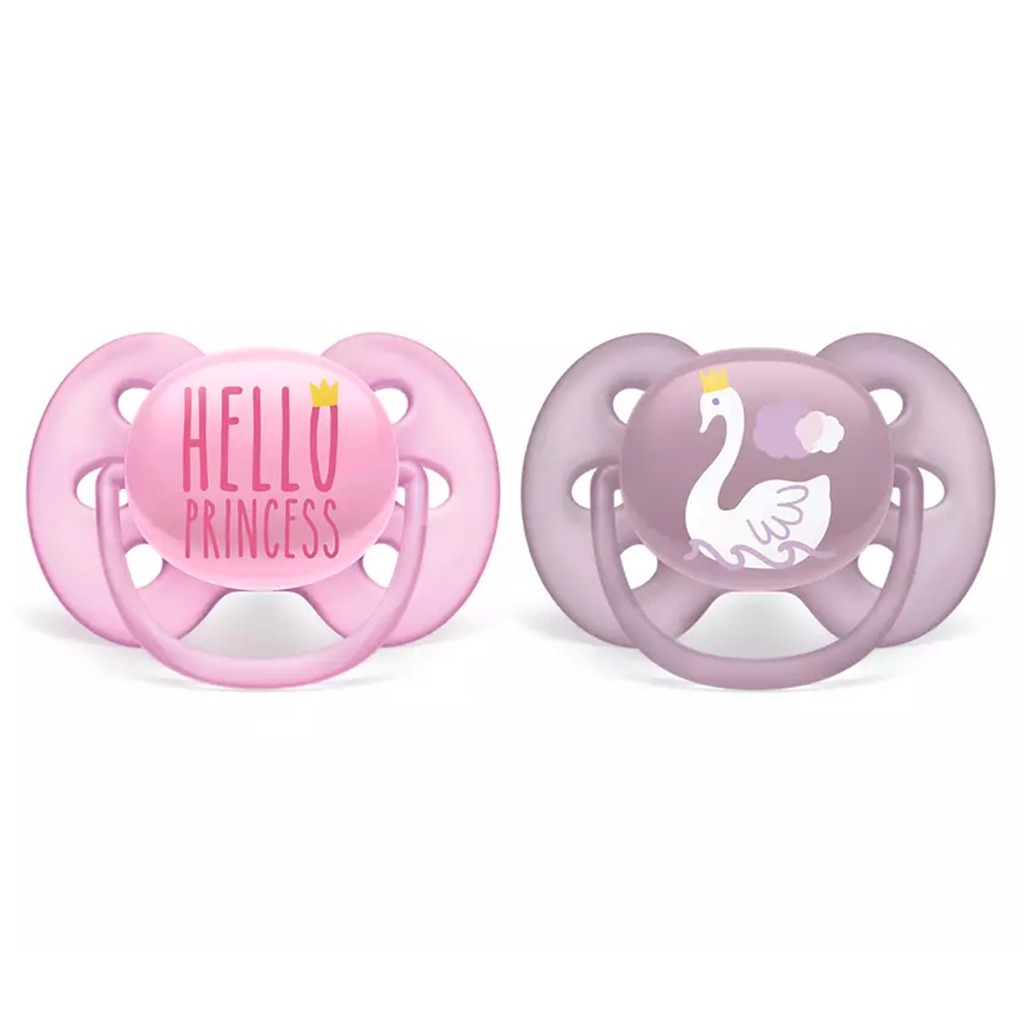 Philips Avent Ultra Soft Soother Deco For 6-18 Months Baby Girl, Pack of 2's