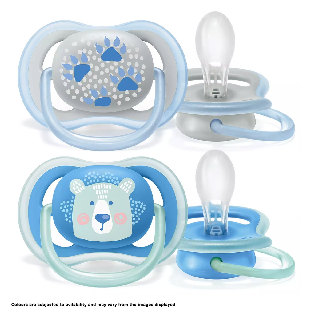 Philips Avent Ultra Air Silicone Freeflow Soother For Babies 6-18 Months Deco SCF085/06, Pack of 2's - Assorted