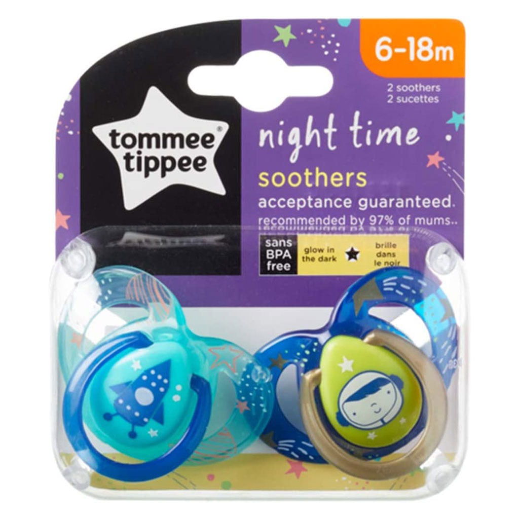 Tommee Tippee Nighttime Soother For Babies 6-18 Months Babies-Pack Of 2