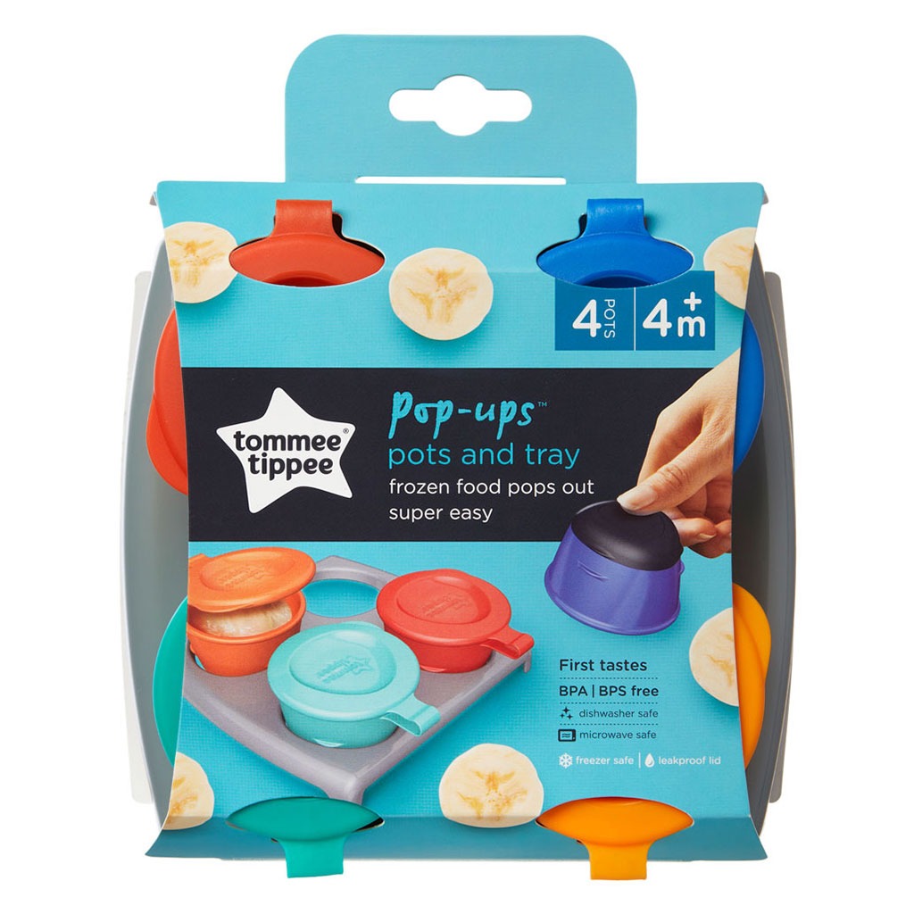 Tommee Tippee Pop Ups Freezer Pots & Tray Multicolor For 4 Months+ babies-Pack of 4
