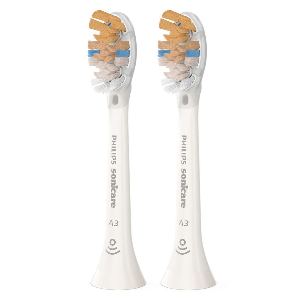 Philips Sonicare A3 Premium All-In-One Standard sonic toothbrush heads, White Brush Heads HX9092/67, Pack of 2's
