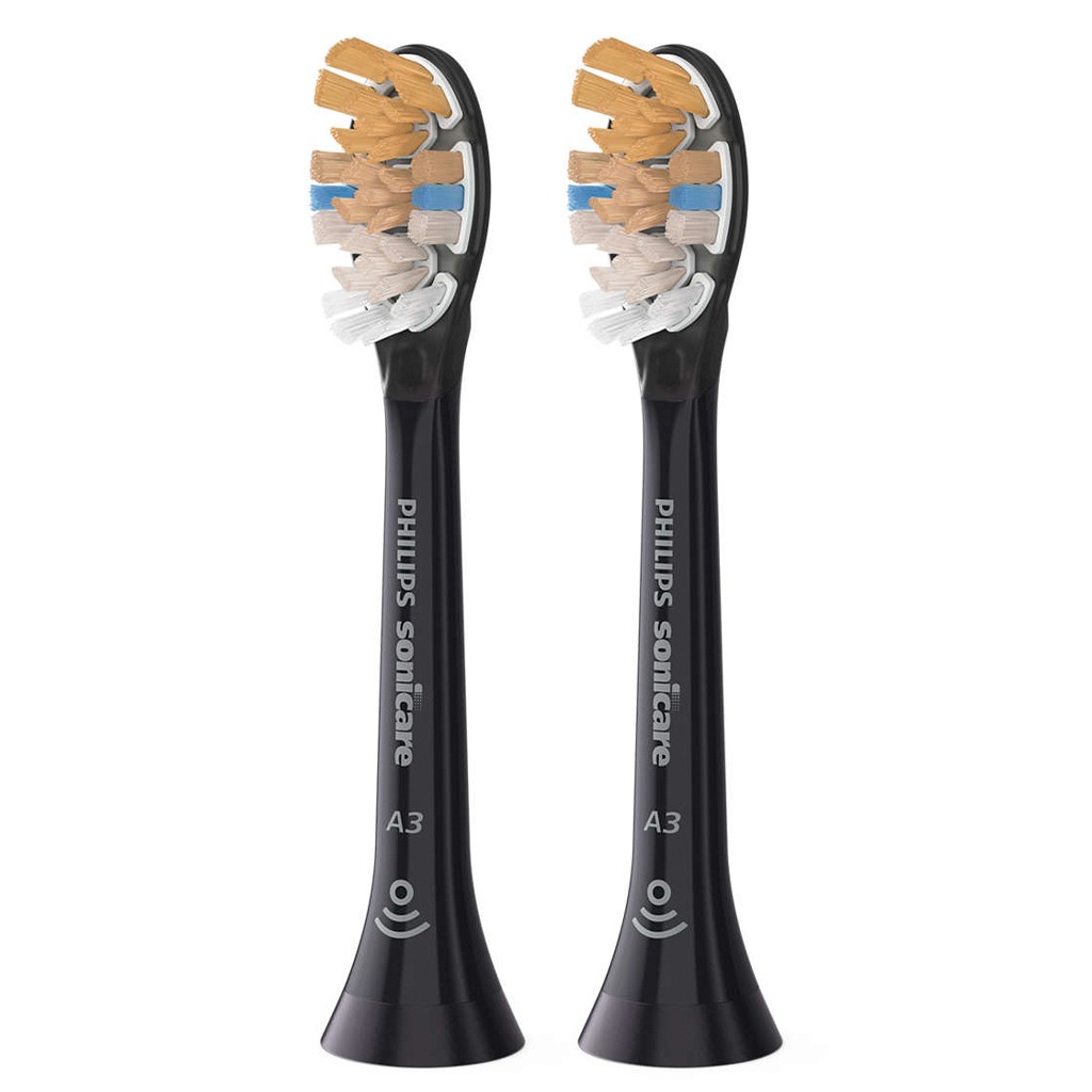 Philips Sonicare A3 Premium All-In-One Standard sonic toothbrush heads, Black Brush Heads HX9092/96, Pack of 2's