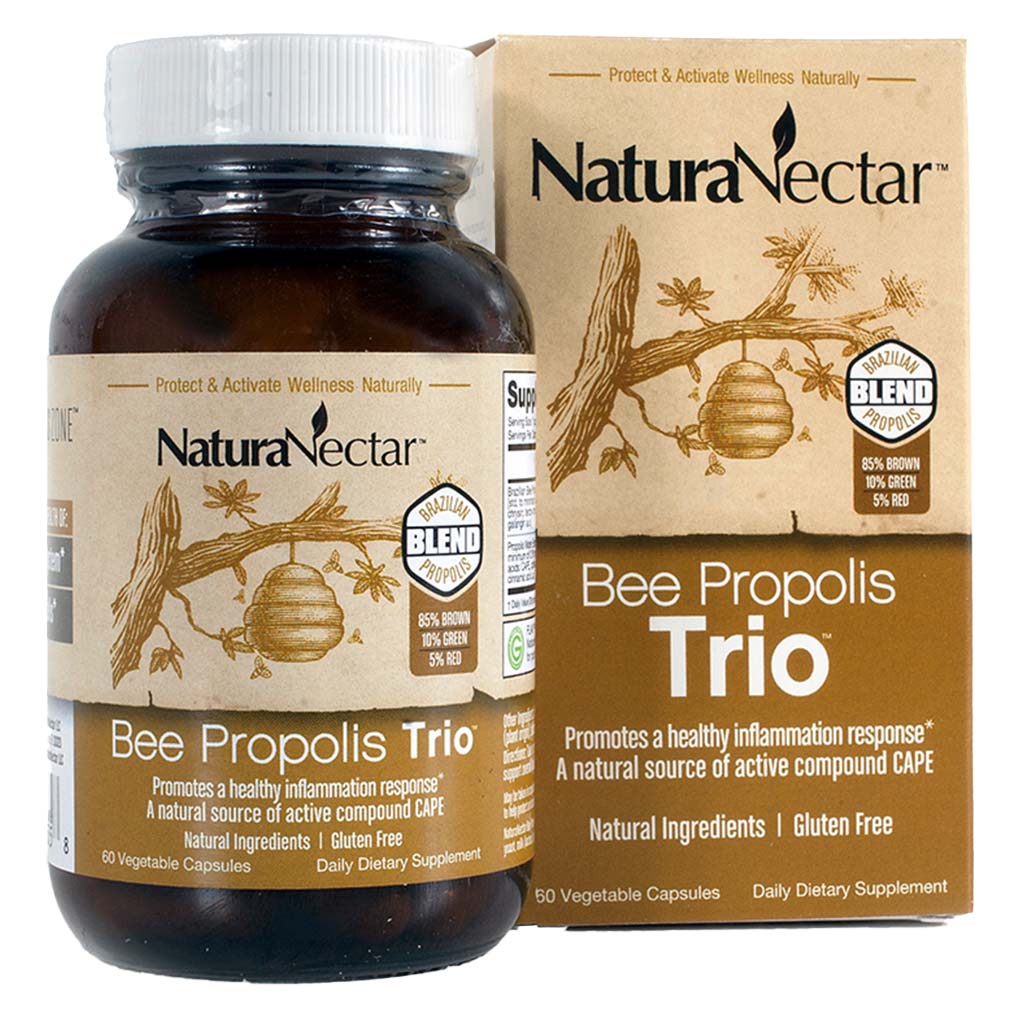 NaturaNectar Bee Propolis Trio Vegetable Capsule For Immune & Inflammation Support, Pack of 60's