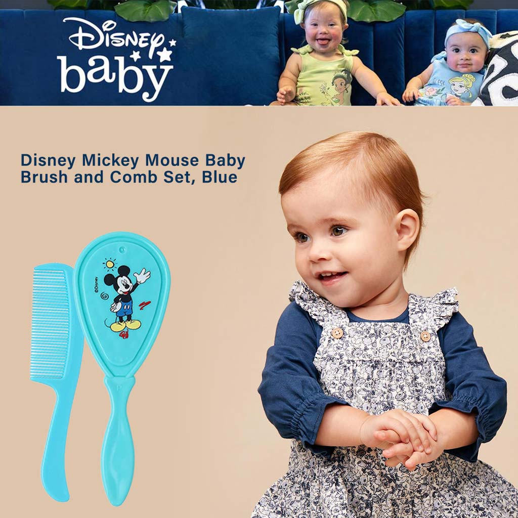 Disney Mickey Mouse Baby Comb And Brush Set, Blue, Pack of 2 Pieces