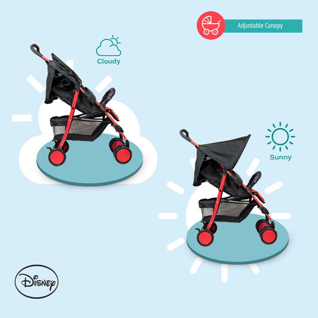 Disney Mickey Mouse Lightweight Picnic Stroller With Storage Cabin For 0 - 36 Months Baby - D1 Mickey