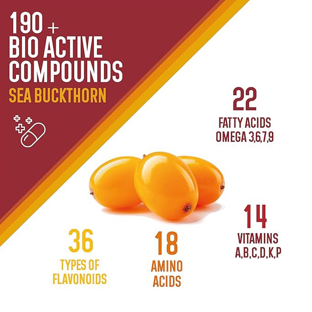 Berryheal Life Oil Omega 3-6-7-9 Sea Buckthorn Berry Oil Vegan Capsules For Immunity & Whole Body Wellness Pack of 60's