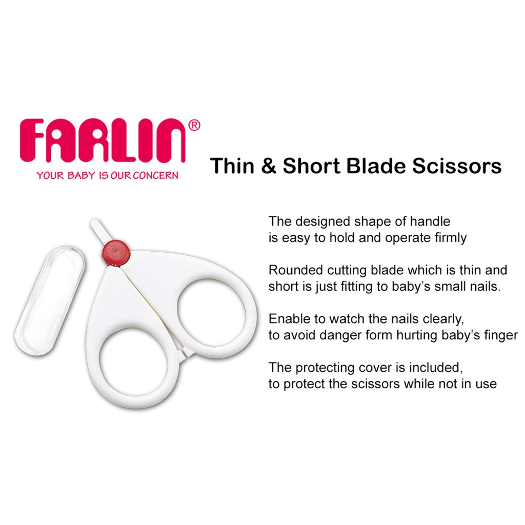 Farlin Doctor.J Thin And Short Blade Baby Safety Scissor BF-160B, Pack of 1's