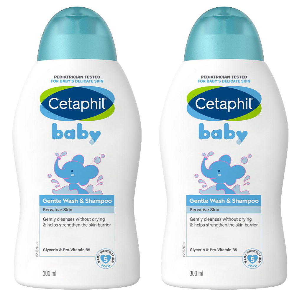 Cetaphil Baby Gentle Tear Free Wash & Shampoo For Hair And Body 300ml, Pack of 2's PROMO PACK