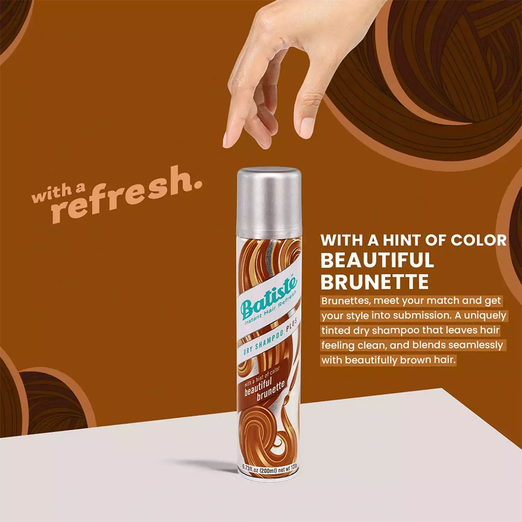 Batiste Instant Hair Refresh Dry Shampoo With A Hint Of Colour Beautiful Brunette 200ml